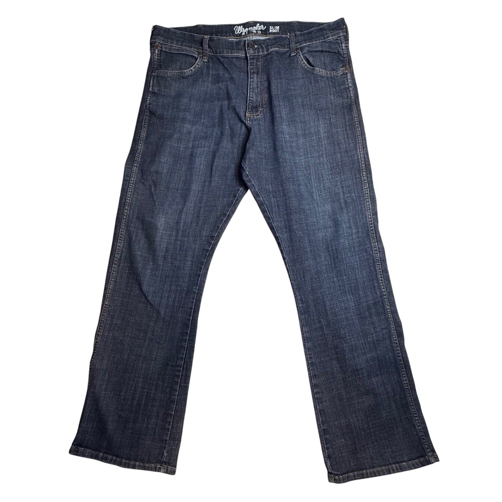 Wrangler Retro Slim Boot Jeans Mens 38x32 Dark Wash Denim 77MWZDX Stretch-2542